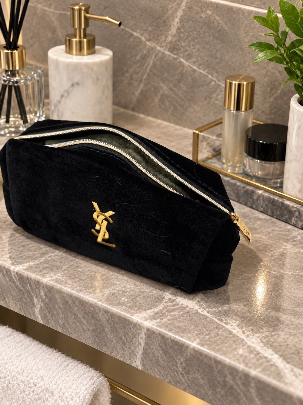 Yves Saint Laurent Black Velvet Makeup Bag | Vanity Storage - Picture 6 of 6